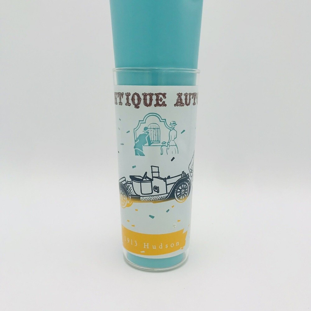 1913 Hudson Antique Autos Collins Highball Glass Tumbler Anchor Hocking VTG